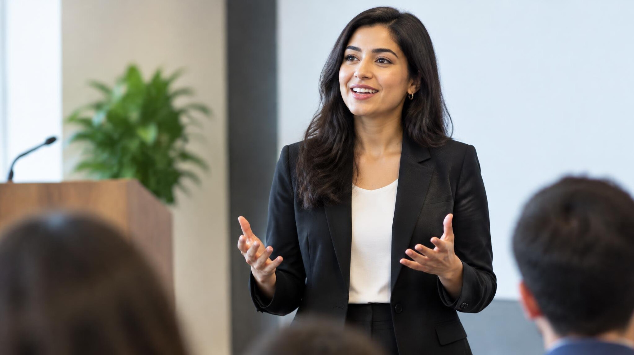 confident woman speaking