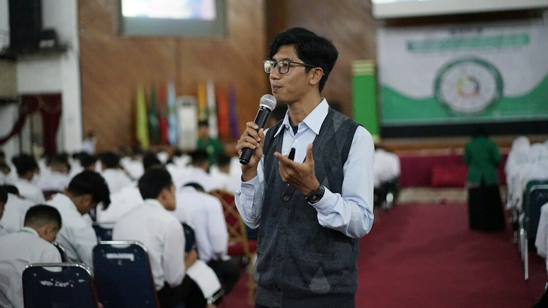 person practicing speech