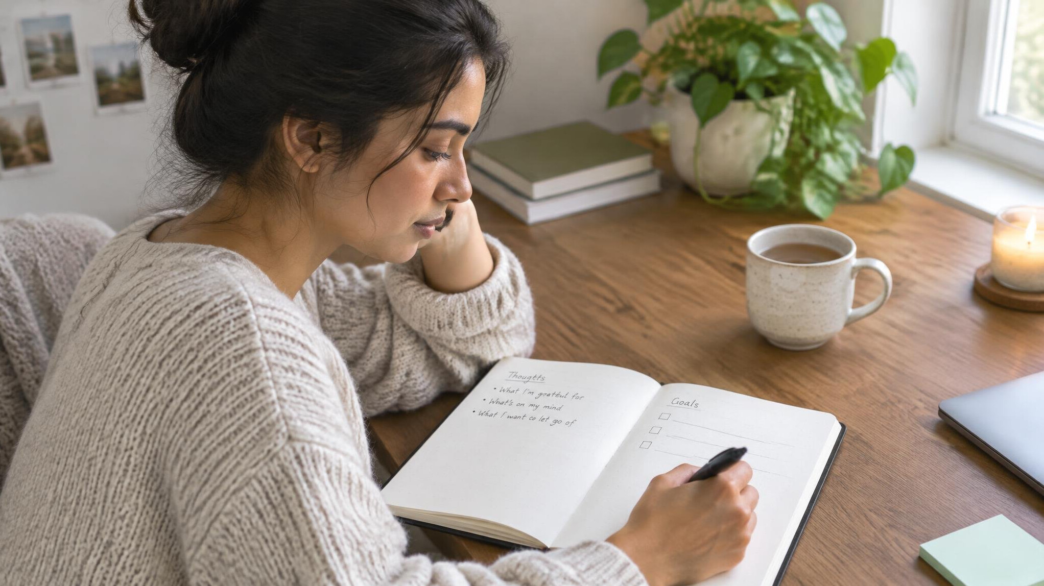 woman journaling thoughts
